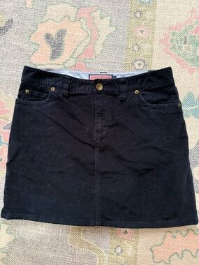 Vineyard Vines Navy Corduroy Mini Skirt with Gold Hardware